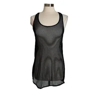 Roxy Swim Roxy Black Mesh Sleeveless Swim Cover Up Tank Mink